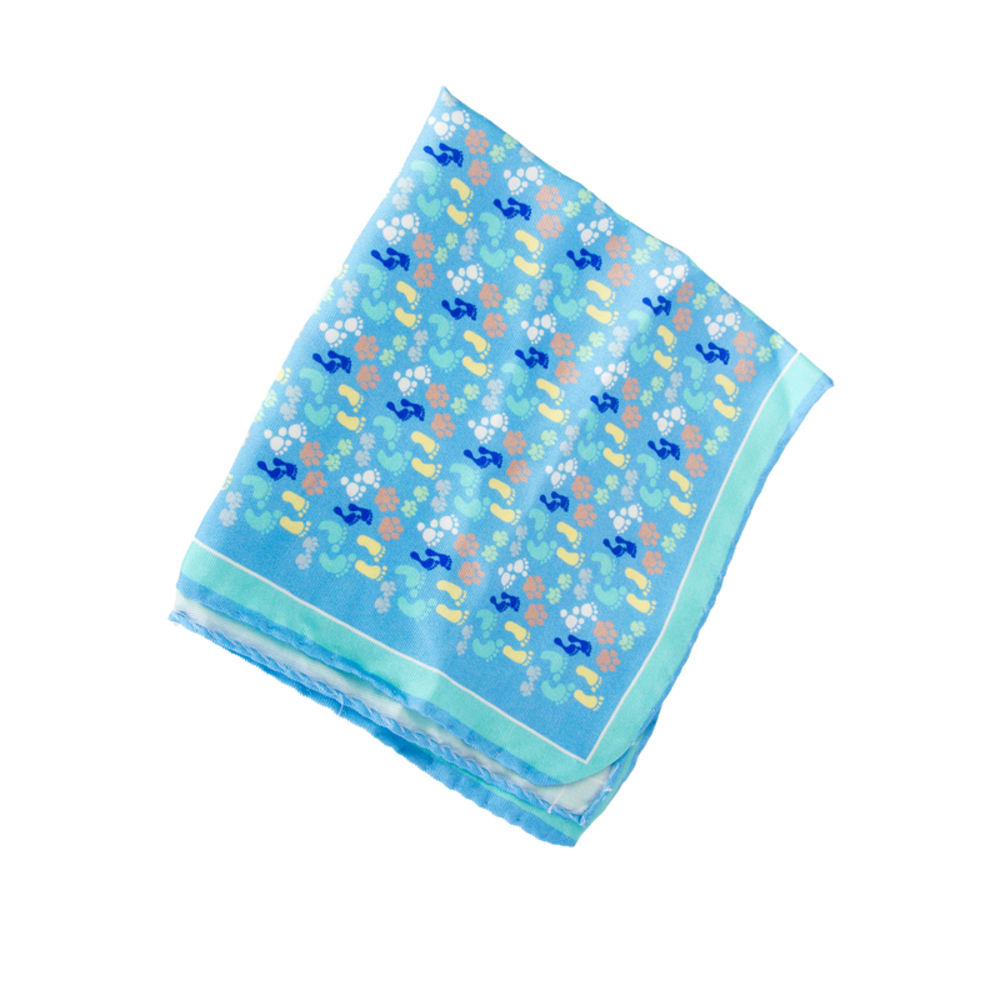 FEFE SKY BLUE & AQUA, PRINT PAISLEY POCKET SQUARE | MENS SIZE 32CM